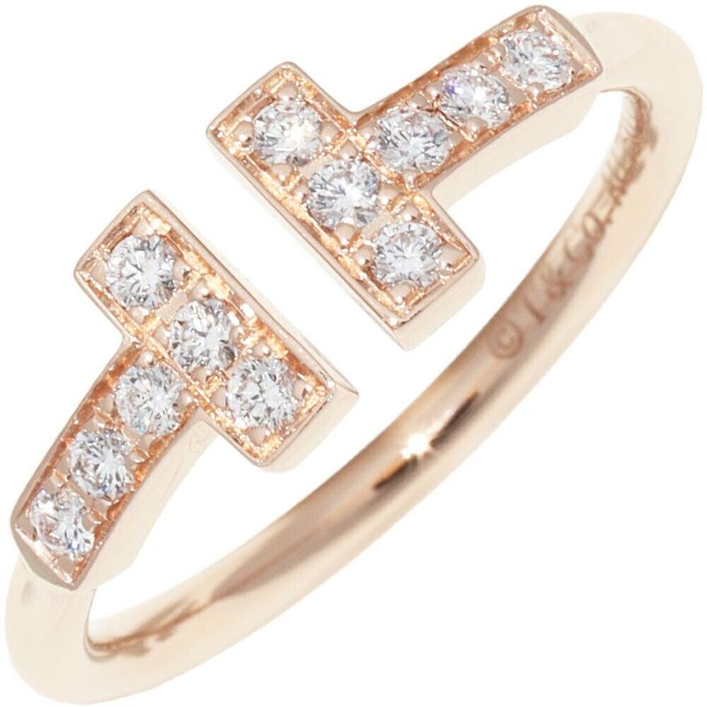 Tiffany T Wire Ring K18PG Diamond 0.13ct
